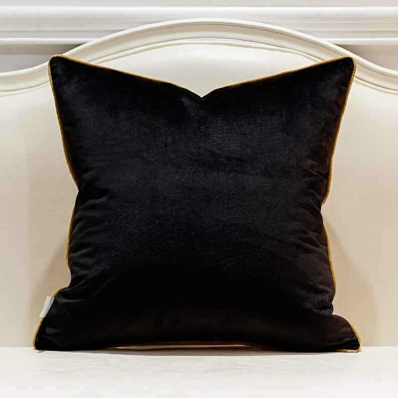 Avigers 18 x 18 Inches Black Gold Leather Striped Cushion Cases Luxury European Throw Pillow Covers Decorative Pillows for Couch Living Room Bedroom Car 45 x 45cm - Image 2